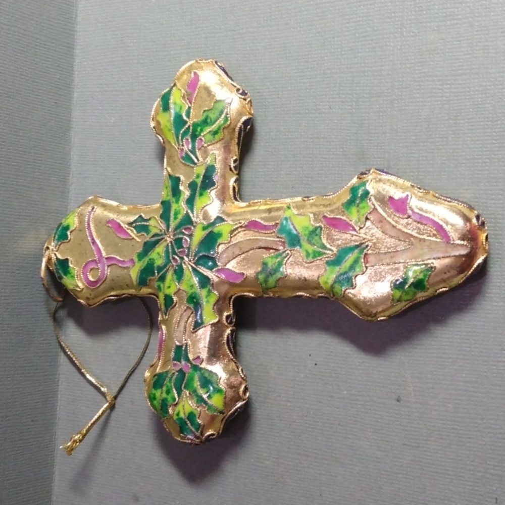 Cloisonne Cross Christmas Ornament D